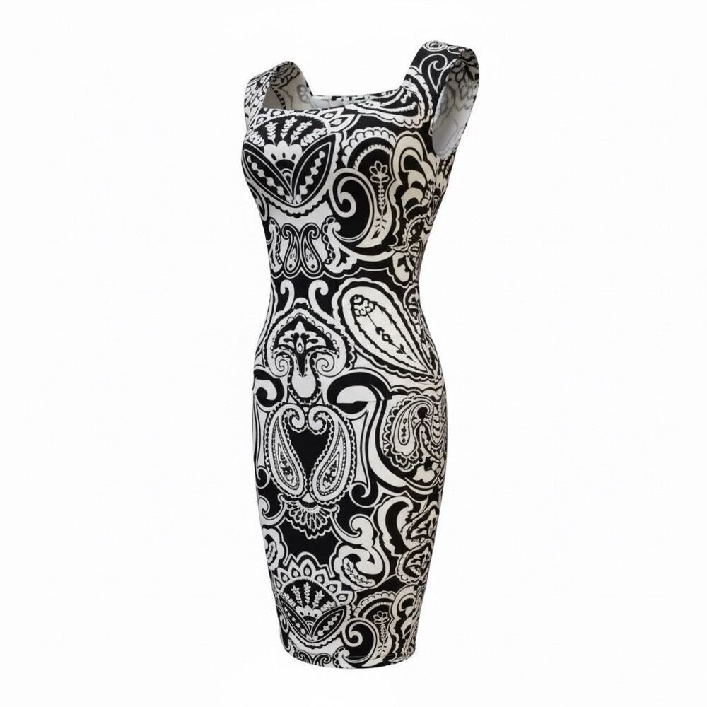 International concepts white and black body con dress with keyhole Size 10